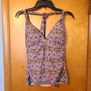 Chaps Printed Tankini Halter Swim Top